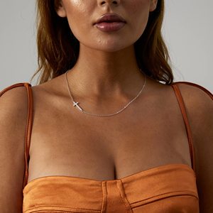 Bạc nghiêng Chéo Vòng cổ với 40 + 5cm dài bên liên kết chuỗi & khác nhau L 14.5cm W 23.5cm làm bằng đồng thau cho món quà n0039 - Product Image 5