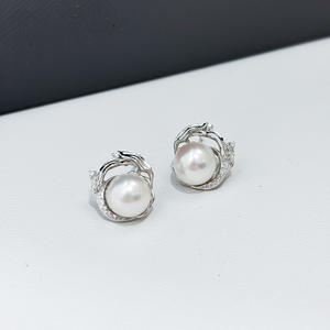 ถาดเปล่าสำหรับทำเครื่องประดับมุก DIY เงินแท้ S925 สำหรับใส่ลูกปัดกลมขนาด 7-8 มม. ต่างหูแฟชั่น 22276 - Product Image 2