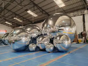 Esfera de espelho decorativa gigante personalizada grande bola de espelho inflável prateada em pvc