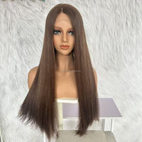 En Stock, Peluca Judía con Encaje HD SDD de 150% de Densidad, Cabello Humano Virgen Natural Liso, Pelucas Kosher Listas para Enviar, Cabello Europeo