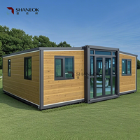 Maison conteneur extensible à double aile en acier galvanisé 20/40 pieds, maison de glamping préfabriquée portable avec chambre et salle de bain