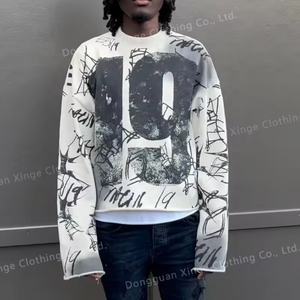 Camiseta de Manga Larga Personalizada de Alta Calidad, Estilo Vintage, con Serigrafía, Hombros Caídos, Corte Cuadrado, para Hombre - Product Image 3