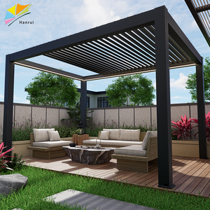 פרגולות וגזיבו מודרניים קבועים מאלומיניום לגינה, עמידים למים עם גג מתכוונן וקשיח. - Product Image 5