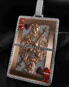 Iced Luxury King <b>Playing</b> <b>Card</b> Charm Pendant Moissanite Jewelry 925 Sterling Silver Gold Plated Hip Hop Pendant - Product Image 3