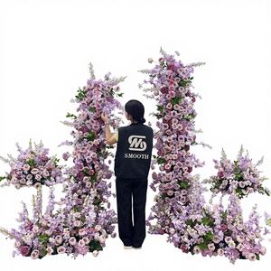 ซุ้มดอกกุหลาบผ้าไหมประดิษฐ์แบบเรียบหรู ดีไซน์ไม่สมมาตร สำหรับตกแต่งฉากหลังงานแต่งงาน - Product Image 1