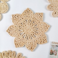 Set de table rond de style rustique pastoral, tissé, créatif, pour la décoration de la maison, motif floral, résistant à la chaleur, épais, pour la table, le thé, 30-38 cm