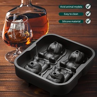 3D Bulldog BPA-Free Silicone Ice Cube Plate, 4 cavités Grand moule de glace de chien pour whisky, Machine à glace à libération f