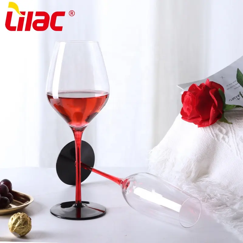 Lilac BSci sgs lfgb 410ml हाई-एंड लक्जरी क्रिस्टल इनलीडेड वाइन ग्लास
