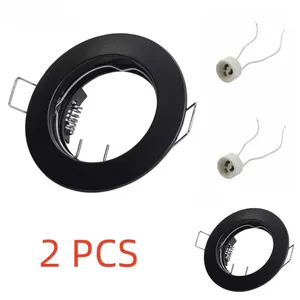 2 uds, gran oferta, marco de luz descendente de Color blanco y negro níquel, accesorio de foco redondo Mr16 <span class=keywords><strong>GU10</strong></span> con tapa de lámpara, iluminación interior - Product Image 1
