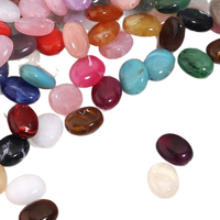 Manik-manik Akrilik Oval Pipih Grosir 15x19mm Dua Warna Motif Marmer Berawan untuk Pembuatan Perhiasan Kalung Pakaian DIY