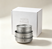 Marmite en titane pur pour le camping en plein air, ensemble de cuisine portable pliable pour la cuisine en plein air