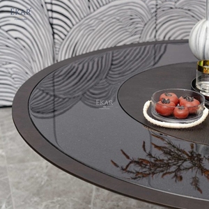 EKAR <span class=keywords><strong>Zenith</strong></span>-Ensemble de table à manger luxueux en bois massif de haute qualité, avec plateau tournant caché, adapté aux villas - Product Image 2