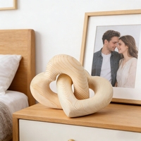 Ornement en bois naturel fait main Art Déco, motif nœud de chaîne en forme de cœur entrelacé, cadeau pour anniversaire, diplôme, couples