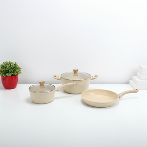 Klassieke design <span class=keywords><strong>5</strong></span>-delige antiaanbak eco-vriendelijke metalen kookset voor thuiskeuken, duurzaam gezinskoken, inclusief soeppan & braadpan - Product Image 1