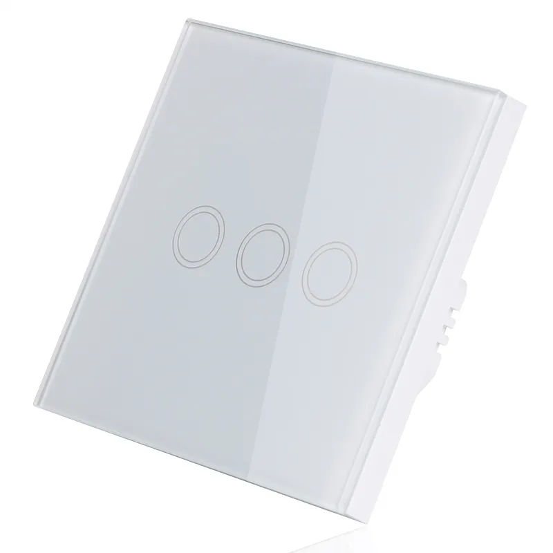 Touch Light Switch With EU Wall Sockets Black Wall Led Switches 1/2/3Gang 1Way Crystal Dark Blue Backlight Wall Switch