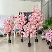 Arbre artificiel de cerisier en fleurs fait main, pot rose, respectueux de l'environnement, pour mariage, usage intérieur/extérieur, scène d'hôtel
