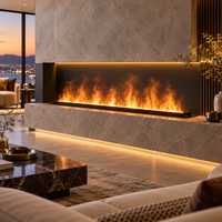Cheminée à vapeur d'eau 3D atomisée, cheminée linéaire à LED moderne avec télécommande, insert d'intérieur en acier inoxydable, flamme réaliste