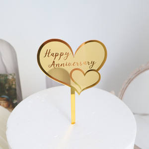 Nouveau design Je t'aime Joyeux <span class=keywords><strong>anniversaire</strong></span> Gâteau de mariage Topper en acrylique <span class=keywords><strong>pour</strong></span> gâteaux - Product Image 1