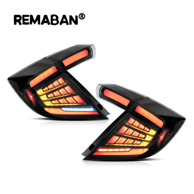 REMABAN Led Car Taillight Rear Tali Lights For Honda Civic With Turn Signal Driving Brake Reverse DRL Auto Lamp 2018-2020