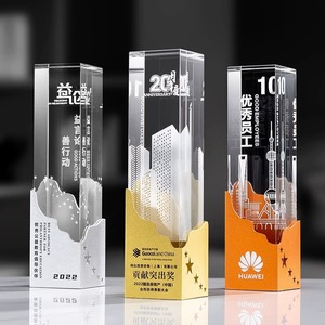 Metal Awards Glass Trophy Silver Distinction Recognition Prize with Crystal Engraving for Souvenir or <strong>Gift</strong> - Product Image 2
