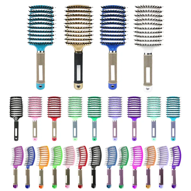 Women Hair Scalp Massage Comb Bristle Nylon Hairbrush Curly Hair Brush for Salon Hairdressing Styling Tools