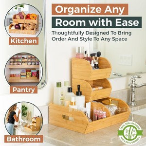 Wooden <b>Kitchen</b> Vegetable <b>Rack</b> Multi Function Desktop Storage Box For Fruit And Snack Organizer - Product Image 4