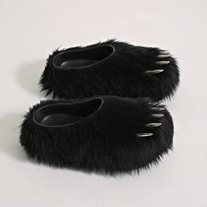 Nouvelles mules tendance en fausse fourrure à griffes d'ours, antidérapantes, pour l'extérieur, avec semelle épaisse en EVA, pour un confort décontracté et chaud. - Product Image 5