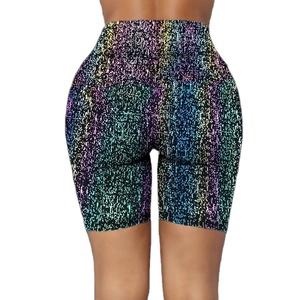Pantalones cortos de yoga reflectantes para mujer, mallas elásticas personalizadas, de cintura alta, para verano - Product Image 3