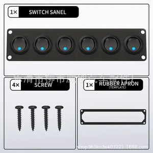6 Position Boat <b>Switch</b> Panel With Led Blue Light 16a <b>Push</b> <b>Button</b> Waterproof For Motorcycle - Product Image 2
