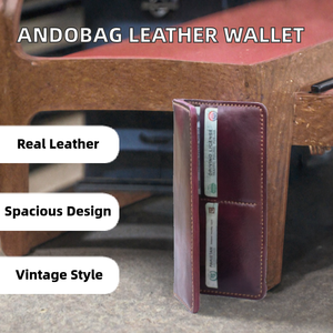 Hot selling Genuine Leather Long Wallet Vintage Clutch <b>Purse</b> for Women Zipper Linen Lined 88007 - Product Image 2