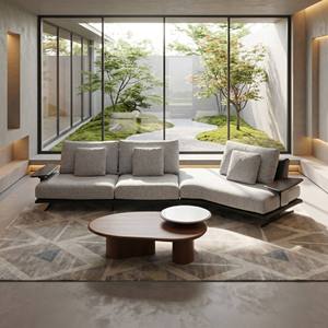 Fauteuil Modulaire Carré Moderne de Luxe avec Accoudoirs Élégants, Rembourrage en Tissu et Éponge, Idéal pour Villa et Appartement Design - Product Image 2