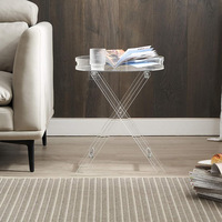 Table basse pliante en acrylique, vente en gros d'usine, portable, légère, transparente, amovible, mobilier de maison