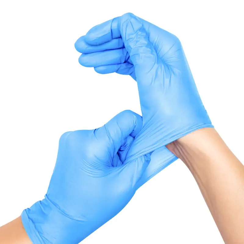 High quality latex free chemical resistant 6mil 8mil nitrile gloves blue powder free food grade 100% nitrile gloves