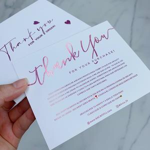 Tarjetas de Agradecimiento Personalizadas con Impresión en Dorado Rosa - Tarjetas de Felicitación Bilingües en Inglés y Español para Comercio Electrónico - Product Image 1