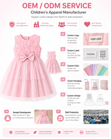 Robe de princesse rose en tulle à fleurs pour filles 2026, sans manches, avec nœud, applique rose 3D, tenue d'été pour enfants, OEM