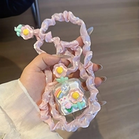 Nueva Funda Protectora de Adaptador de Corriente con Diseño de Conejo y Flor Rosa 3D para iPhone 20W, con Tul de Diamantes y Protector de Cable, Venta al Por Mayor