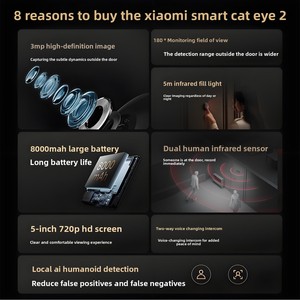 Caméra de surveillance électronique Smart <span class=keywords><strong>Cat</strong></span> Eye 2 3-7MP en plastique et verre pour porte d'entrée domestique, sonnette visuelle Mijia 3 - Product Image 3