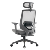 Chaise de bureau ergonomique de luxe pivotante JR RACING en maille grise moderne avec support lombaire réglable en hauteur