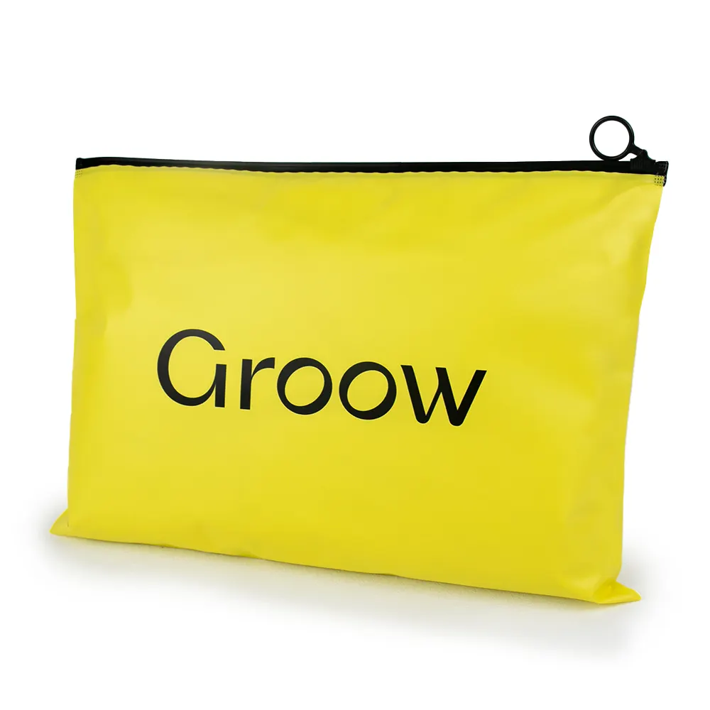 Custom Logo Vestuário Marca Impressão Underwear Embalagem Tamanho Pequeno Amarelo Matte Zipper Bag