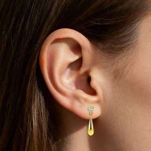 <b>Titanium</b> Cat Head Drop Earring <b>Studs</b> With Crystal For Ear Cartilage Piercing ASTM F136 <b>Titanium</b> Alloy Jewelry - Product Image 2