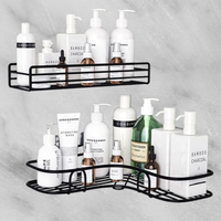 Accessoires de salle de bain 2PCS Toilette Adhésif Douche Caddy Shampooing Titulaire Mural Étagère Métallique Organisateur de Rangement
