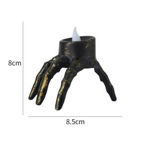 Cadılar bayramı partisi atmosfer sahne dekorasyon süsler korkunç parmaklar ve kafatası standı LED elektronik mum ışığı - Product Image 5