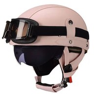 Casque Demi-Face Rétro Vintage en ABS pour Trottinette Électrique, Unisexe, Toutes Saisons, avec Lunettes de Conduite Fumées Carrées, Homologué DOT, à Libération Rapide