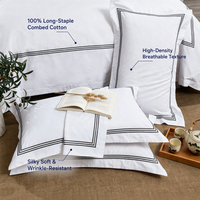 Parure de lit hôtelière 4 pièces en coton, drap et housse de couette pour gîtes, clubs, usines, vente en gros, broderie personnalisée, cadre