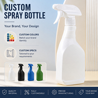Bouteille pulvérisateur à gâchette en PEHD avec bouchon à clapet, capacité 500 ml, pour emballage de soins personnels, impression sérigraphique personnalisable