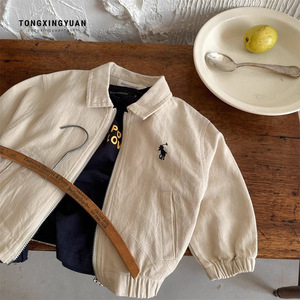Child Star Circle Boys Jacket Spring Autumn Lapel Zipper Embroidered Short Outerwear Kids Fashion Coat - Product Image 2