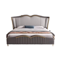 Leichtes italienisches minimalist isches Doppelbett 2m x 2,2 m High-End-Atmosphäre Modernes Leder bett für Haupt schlafzimmer Hochzeits bett