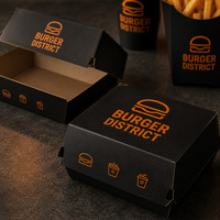 Boîtes alimentaires, emballages à emporter, contenants jetables en papier kraft imprimés sur mesure pour les restaurants de restauration rapide, livraison de hamburgers et de frites