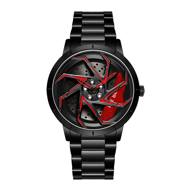 Men Metal Custom Car Steering Wheel Speedometer Stainless Steel Band Car Wheel Watch