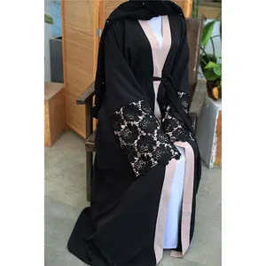 New Fashion Belt Embroidered Dubai Open Abaya Muslim Wome Bell Sleeve Maxi Dress Kaftan Jilbab Robe Islamic Party Gown